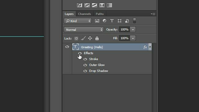 Cheat Photoshop Transformarea stratului de text Efecte truc activate panouri straturi Photoshop