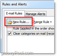 creați o nouă regulă în Outlook 2010