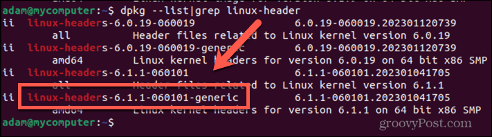 numele antetului kernel-ului ubuntu