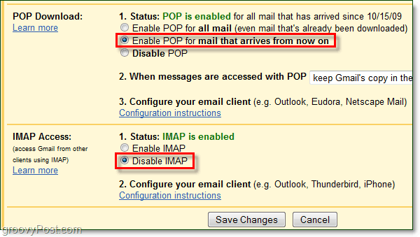 Conectați Gmail la Outlook 2010 folosind POP