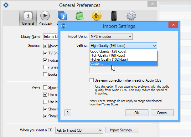 Bitrate personalizate