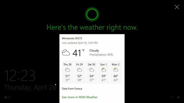 Cortana pe ecranul de blocare Windows 10