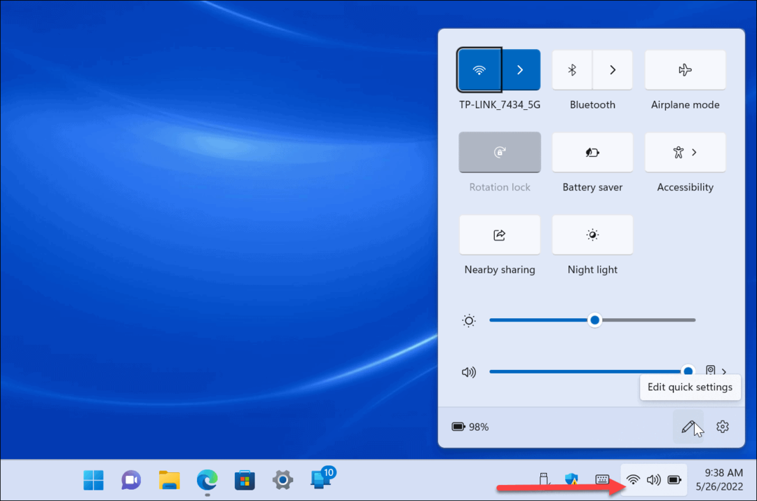 Setări rapide pe Windows 11