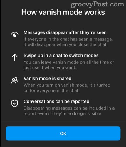 Ecran Cum funcționează modul Vanish