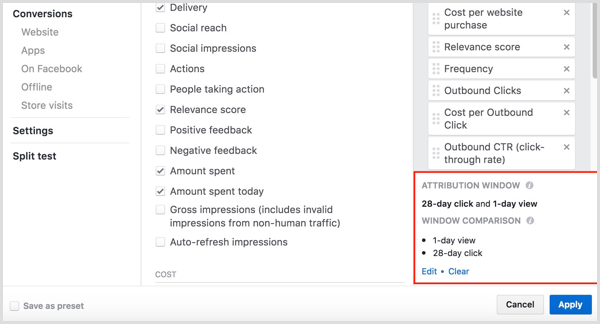 managerul de anunțuri facebook personalizează clicurile și vizualizarea conversiilor