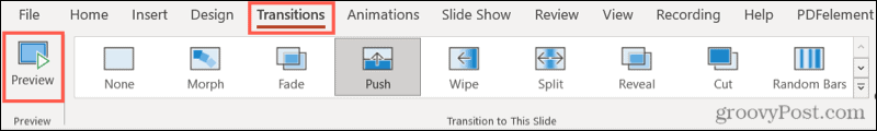Previzualizează tranzițiile în PowerPoint