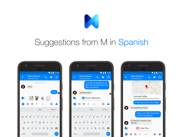 Utilizatorii Facebook Messenger pot primi acum sugestii de la M atât în ​​engleză, cât și în spaniolă.