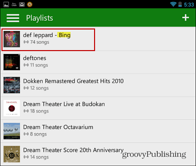 Aplicația pentru Android Xbox Music