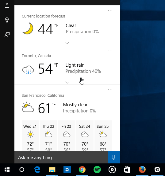 mai multe orașe Vremea Cortana