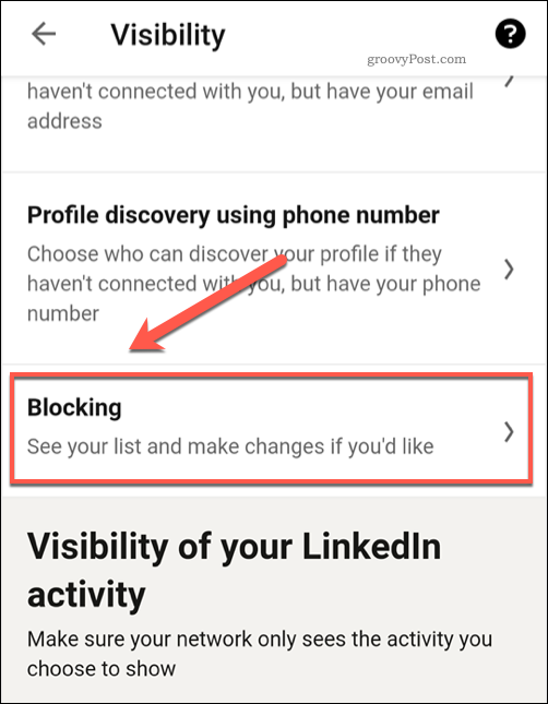 Meniul de setări utilizator blocat LinkedIn