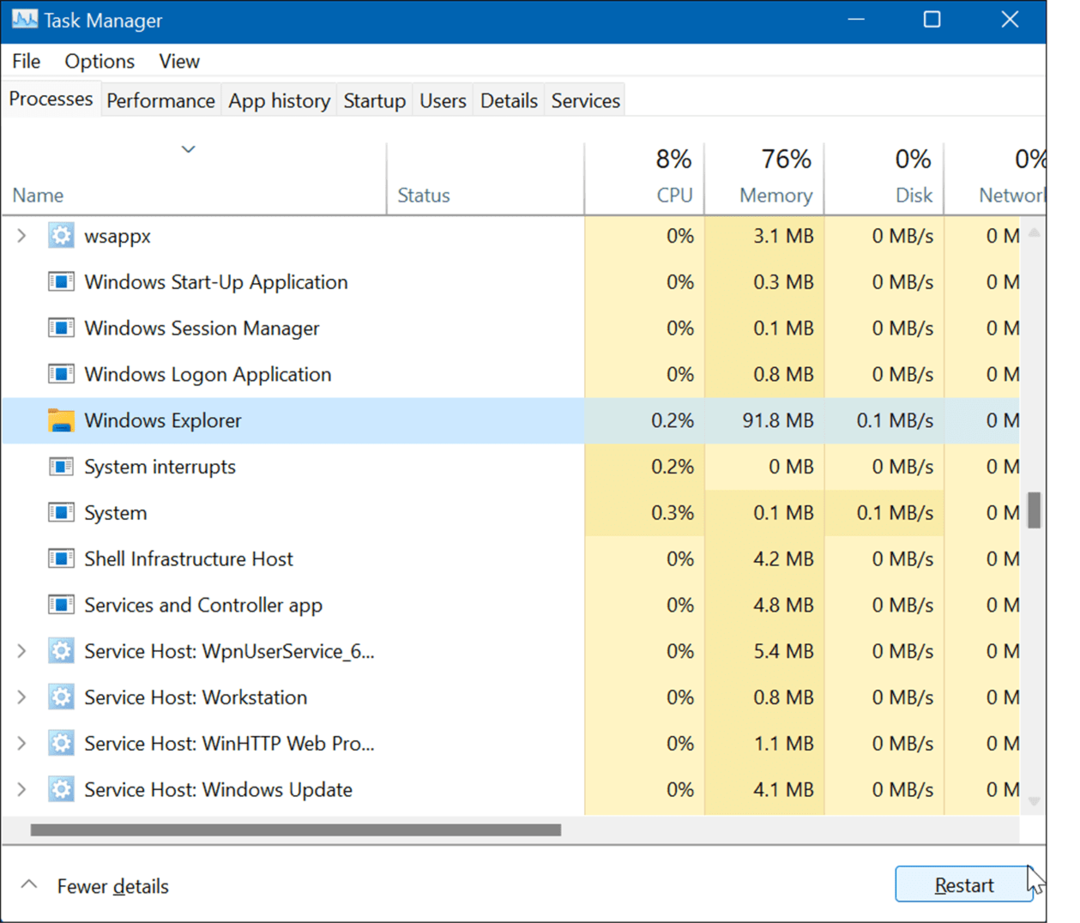 Reporniți Windows Explorer, resetați setările barei de activități în Windows 11