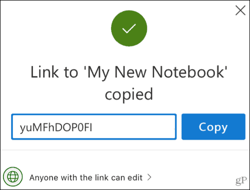 Copiați linkul în OneNote pentru web