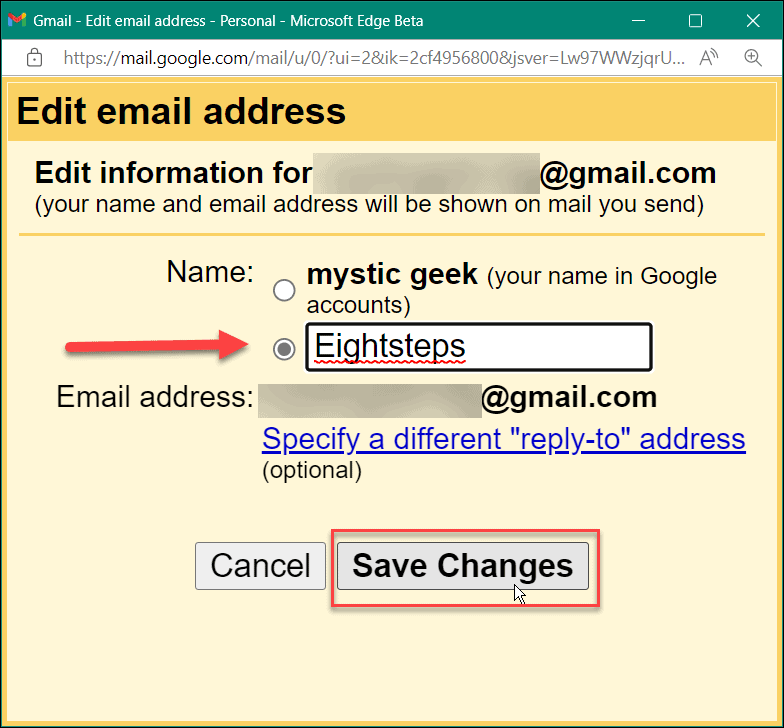 Cum să schimbi numele în gmail