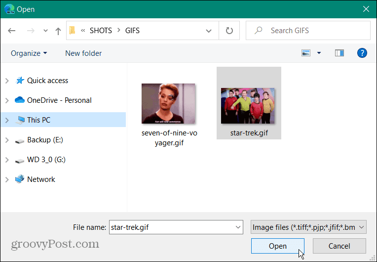 găsiți GIF animat în File Explorer