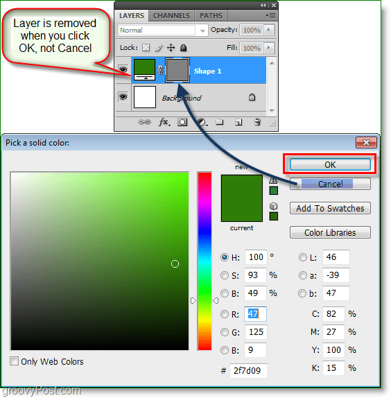 Photoshop Color Picker captură de ecran -woohoo funcționează acum puteți utiliza tastele de selectare a culorilor color în Photoshop