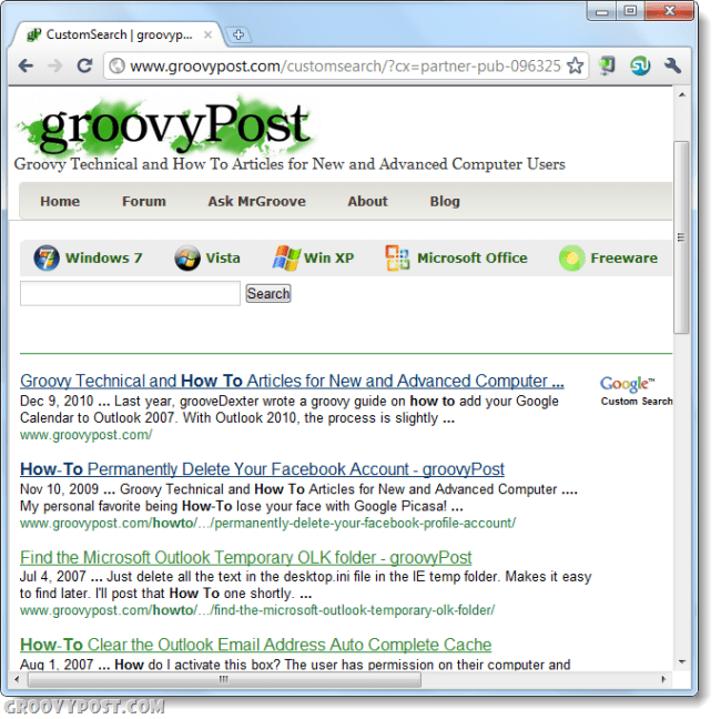 groovypost căutare personalizată Google