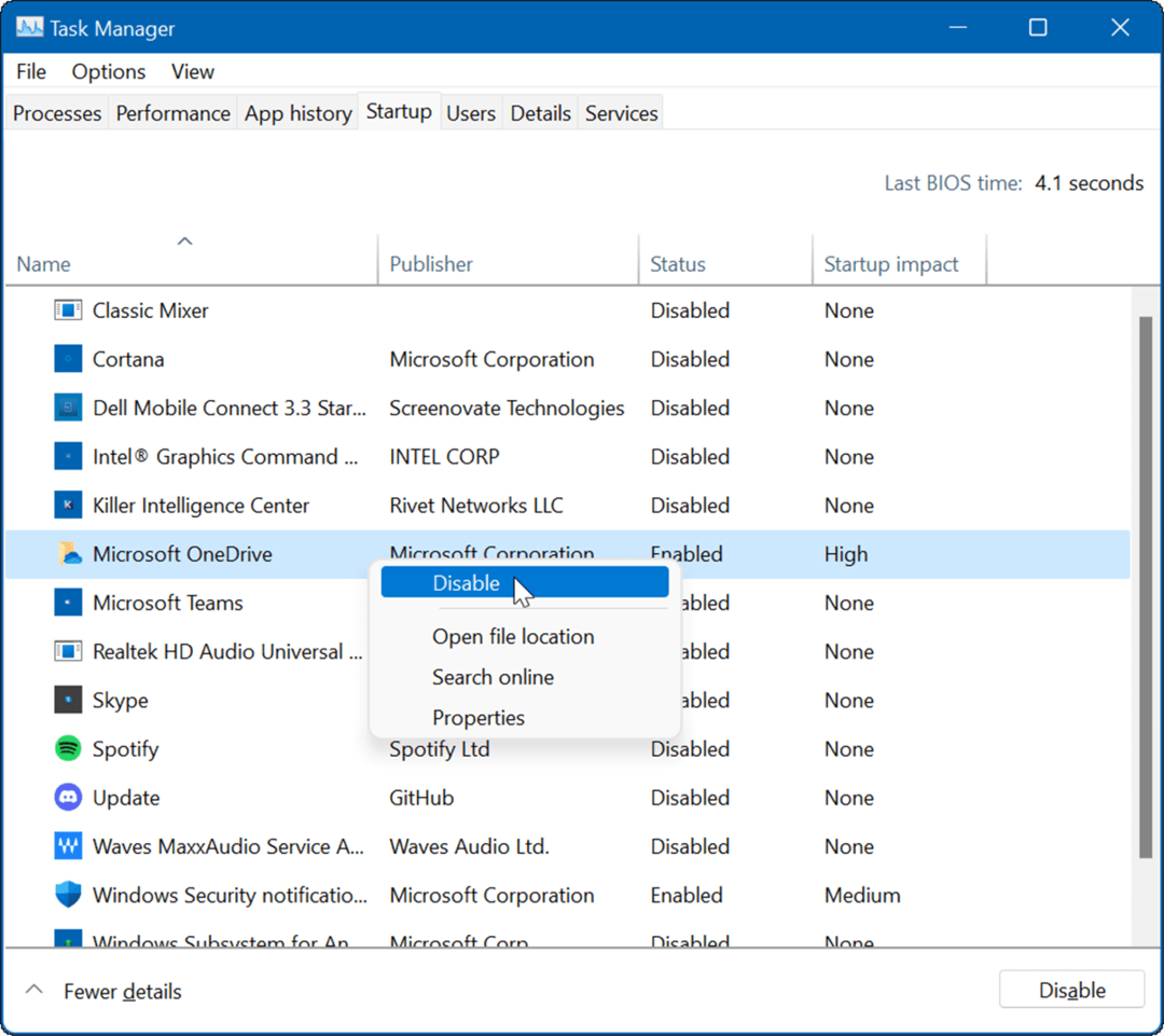 dezactivați aplicațiile de pornire Windows 11