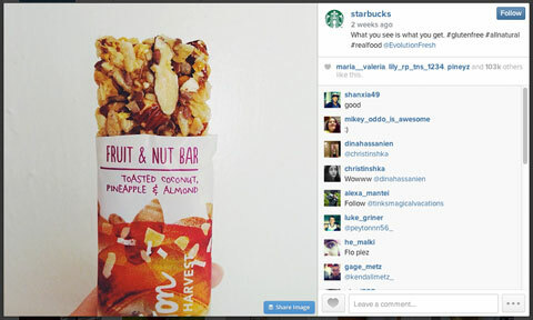imaginea de la starbucks instagram cu #glutenfree