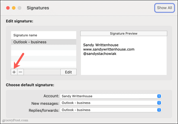 Adăugați o nouă semnătură în Outlook pe Mac