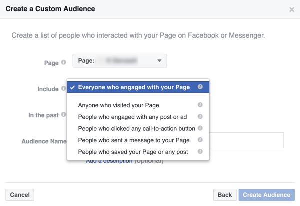 Creați un public personalizat de persoane care au interacționat cu afacerea dvs. pe Facebook.