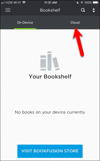 Nu există cărți în BookFusion pe dispozitivul iOS