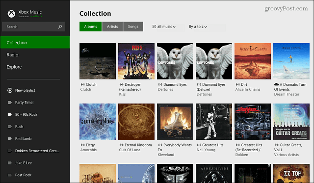Colecția de albume Xbox Music App