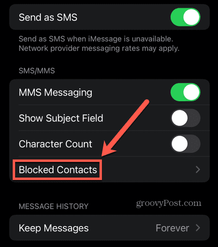 mesajele iPhone au blocat contacte