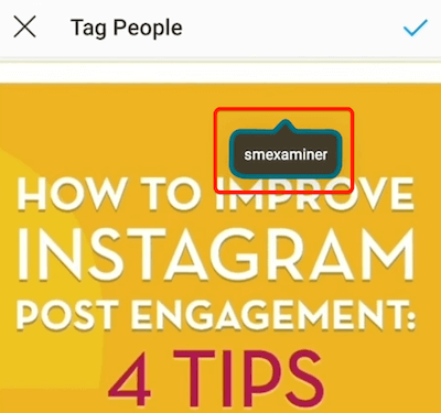 exemplu de etichetă de postare Instagram după ce a fost aplicată
