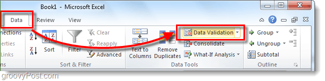 Cum să adăugați liste drop-down și validare a datelor la foile de calcul Excel 2010