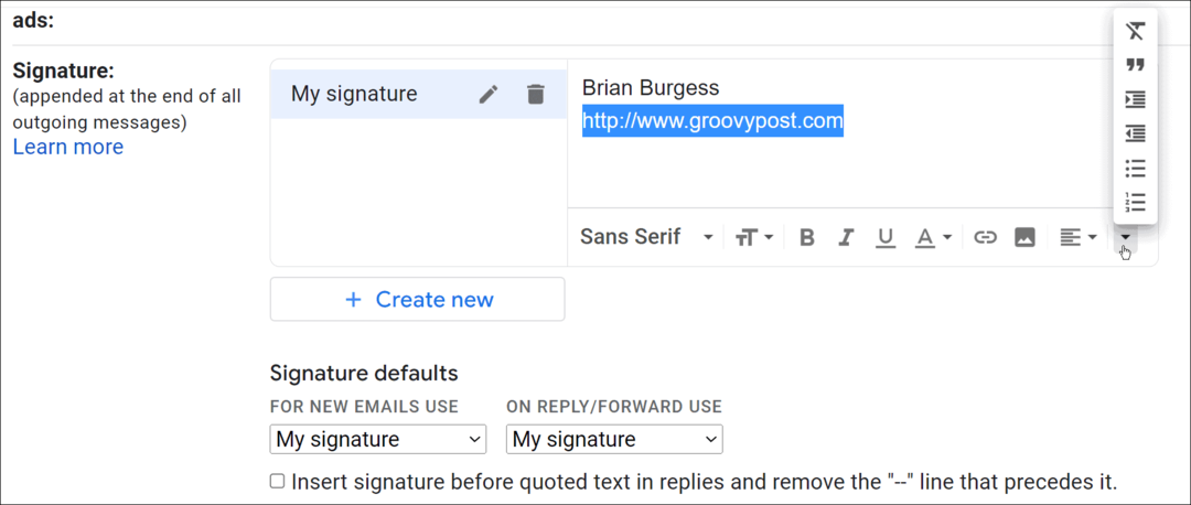 cum se schimba semnatura pe gmail