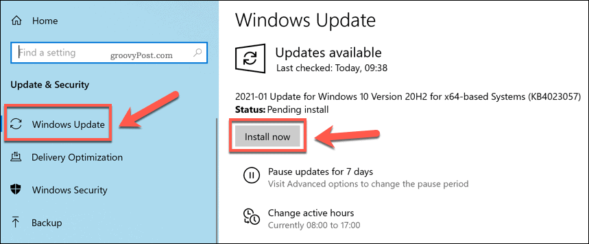 Instalarea noilor actualizări Windows