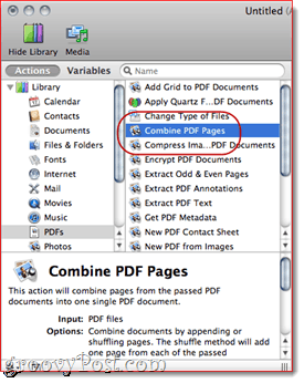 Combinați PDF-uri folosind Automator în Mac OS X