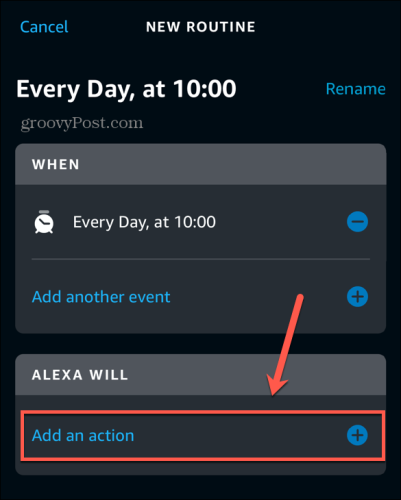 aplicația Alexa adăugați acțiune