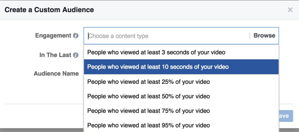 audiență video personalizată pe facebook