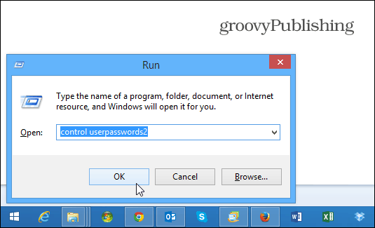 control userpasswords2 Windows 8.1