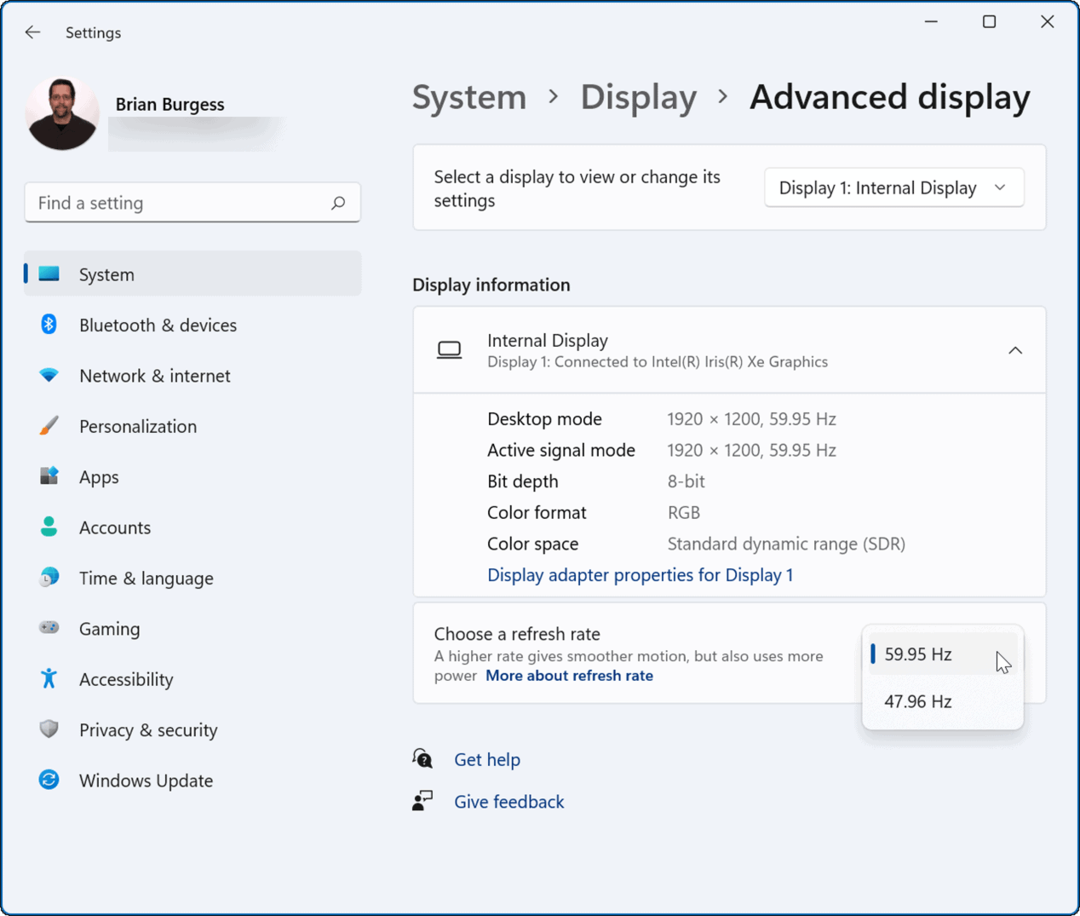 Cum se modifică rata de reîmprospătare în Windows 11