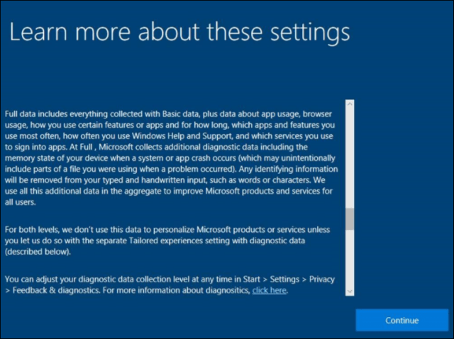 Windows 10 Aflați mai multe Setări de confidențialitate