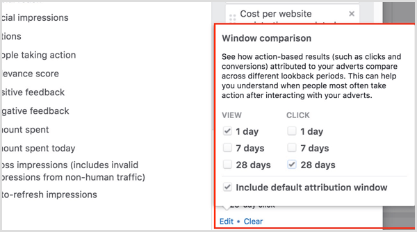 compararea ferestrei de atribuire a managerului de reclame facebook