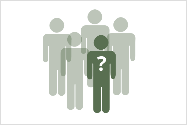 Un grup Facebook trebuie să apeleze la un public de nișă. Într-un grup de simboluri de cinci persoane, patru sunt verde deschis și translucide, iar unul este verde închis, cu un semn de întrebare alb pe piept.