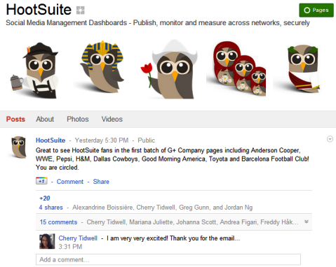 Pagini Google+ - HootSuite