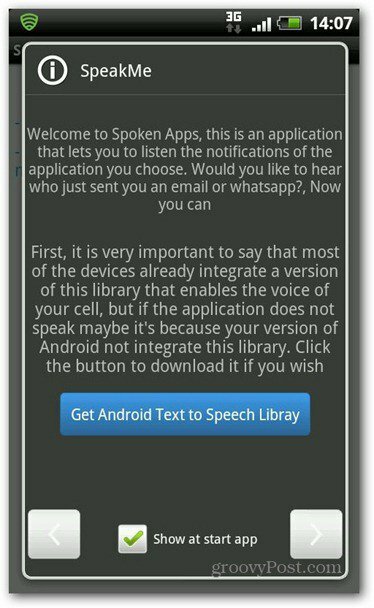 SpeakMe pentru bibliotecă de texte pentru Android
