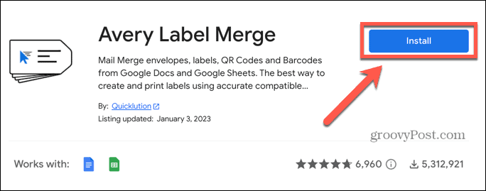 google sheets instalează avery label merge