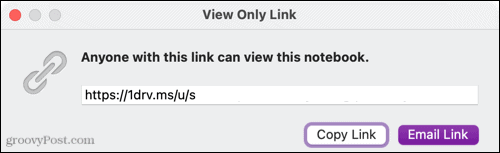 Obțineți un link de partajare în OneNote pe Mac