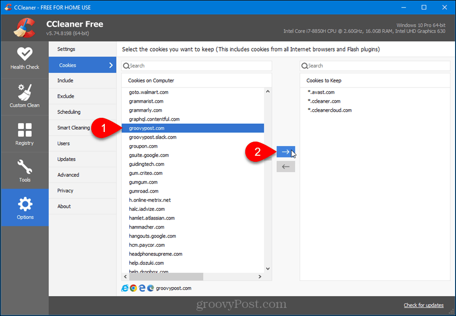 Alegeți ce cookie să păstrați în CCleaner