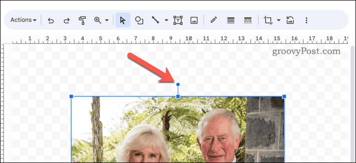 Pictograma de rotație a imaginii în Google Docs