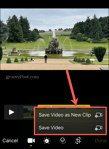 iPhone salvează videoclipul ca clip nou