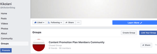 Grupul dvs. conectat va apărea în fila Grupuri a paginii dvs. de Facebook.