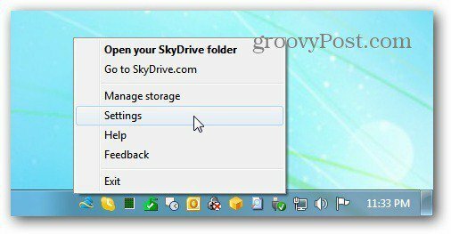Meniul SkyDrive