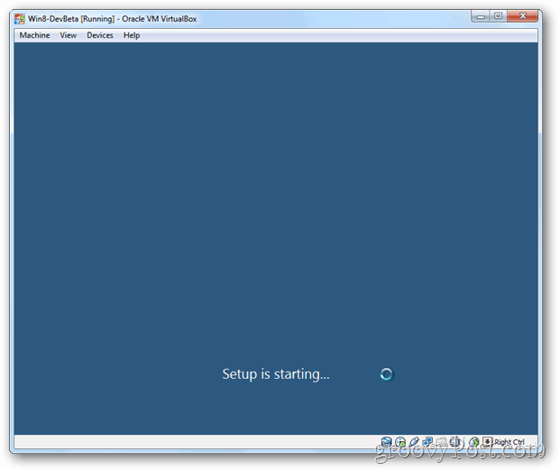 Instalarea VirtualBox Windows 8 începe