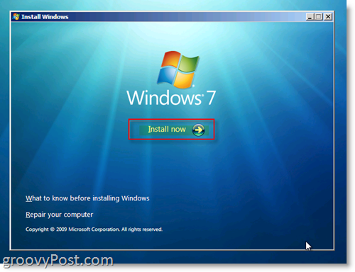 Meniul Instalare Windows 7